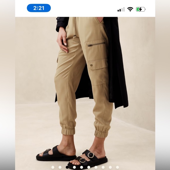 Banana Republic Tencel Cargo Jogger In Iced Latte Sz lg - Picture 3 of 12